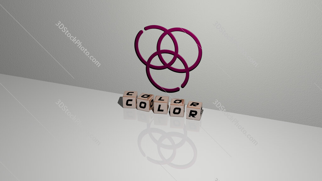 color text of cubic dice letters on the floor and 3D icon on the wall