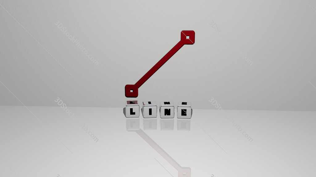 line text of cubic dice letters on the floor and 3D icon on the wall