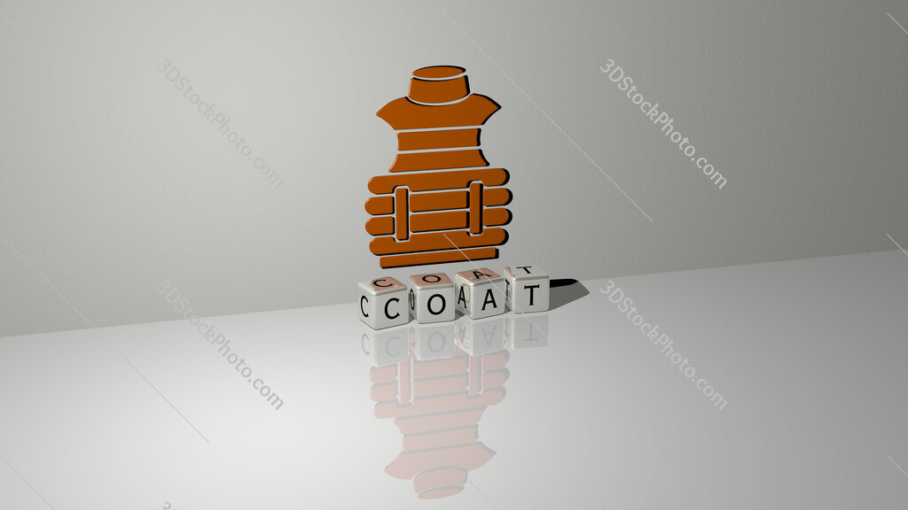 coat text of cubic dice letters on the floor and 3D icon on the wall