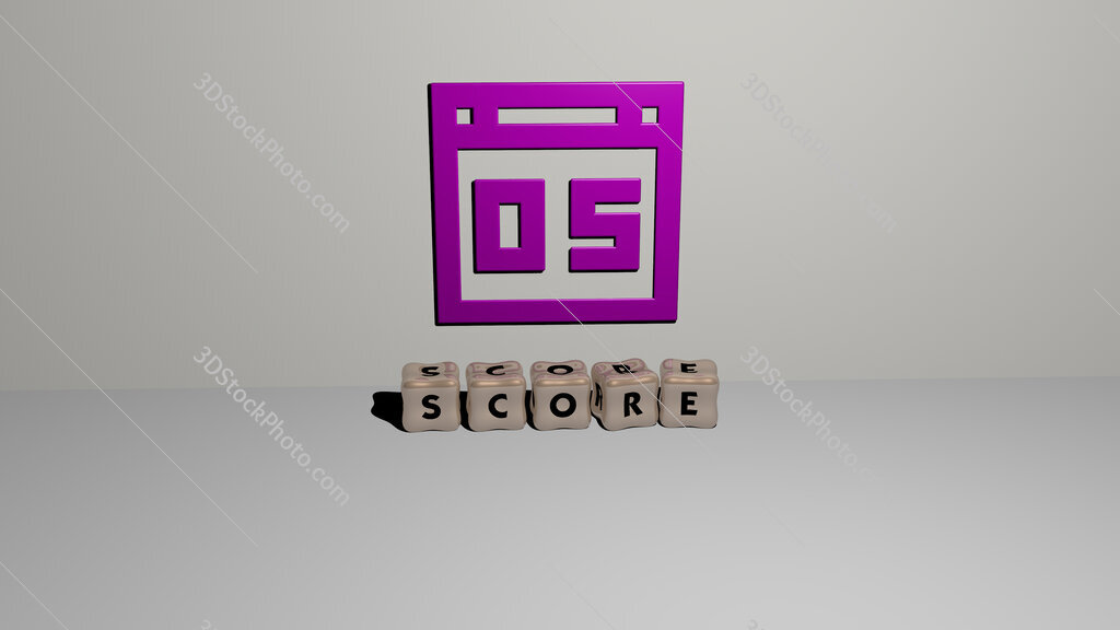 score 3D icon on the wall and cubic letters on the floor