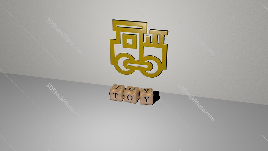 toy 3D icon on the wall and cubic letters on the floor