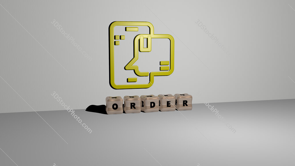 order 3D icon on the wall and cubic letters on the floor
