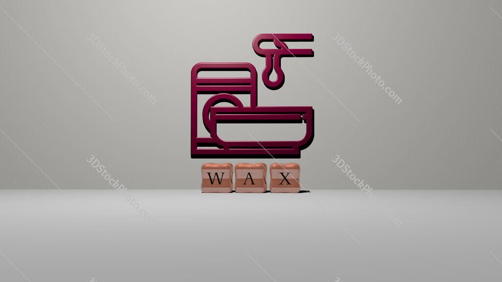 wax 3D icon on the wall and cubic letters on the floor