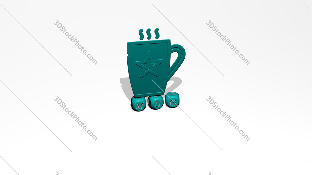 mug 3D icon over cubic letters