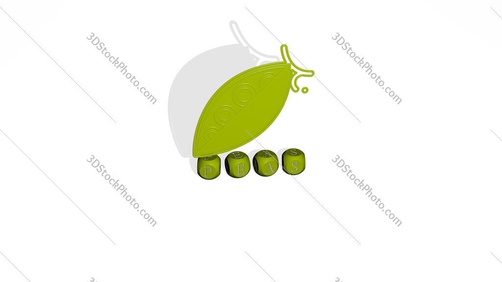 peas 3D icon over cubic letters