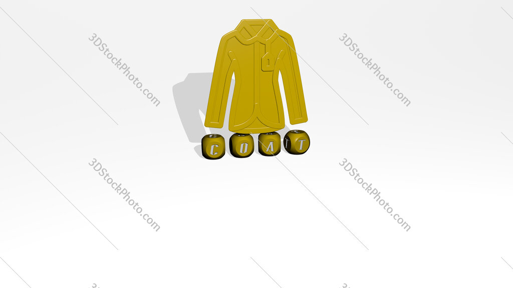 coat 3D icon over cubic letters