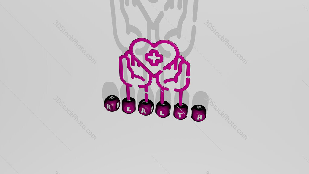 health 3D icon over cubic letters
