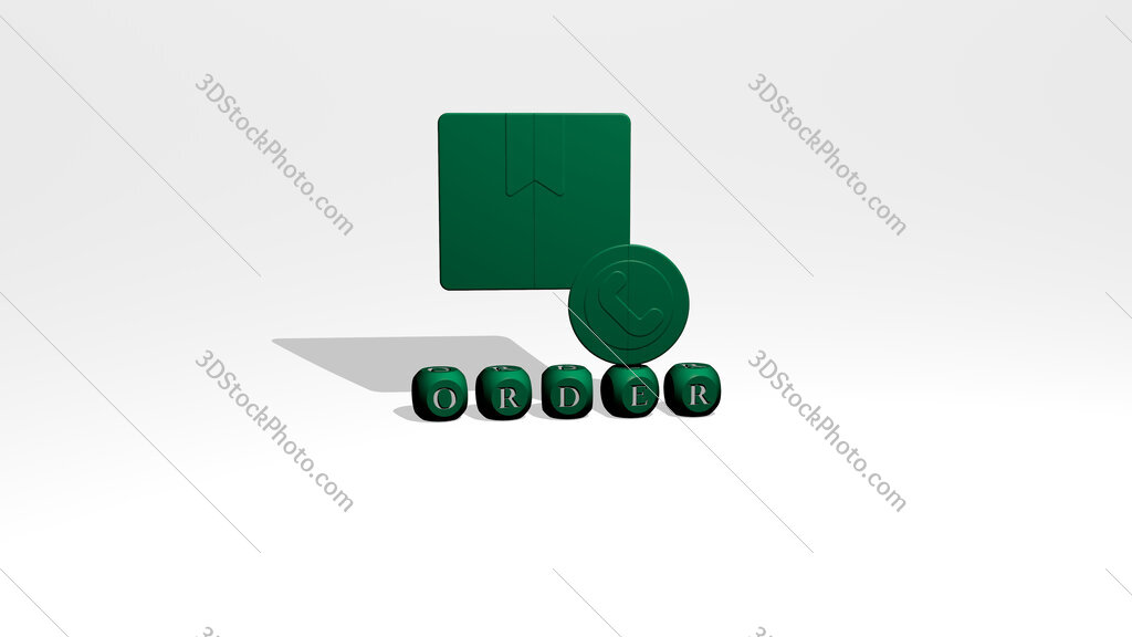 order 3D icon over cubic letters