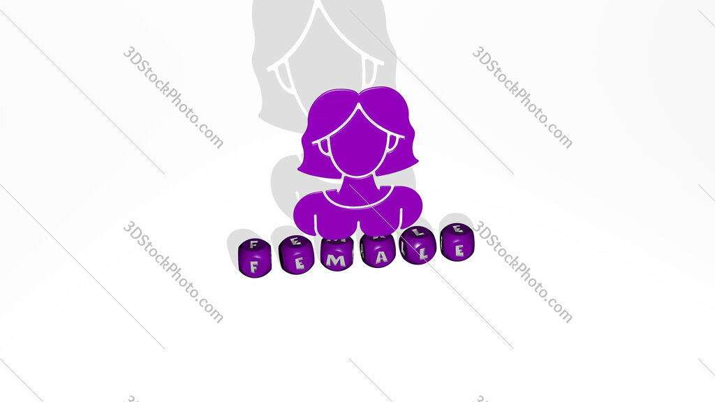 female 3D icon over cubic letters