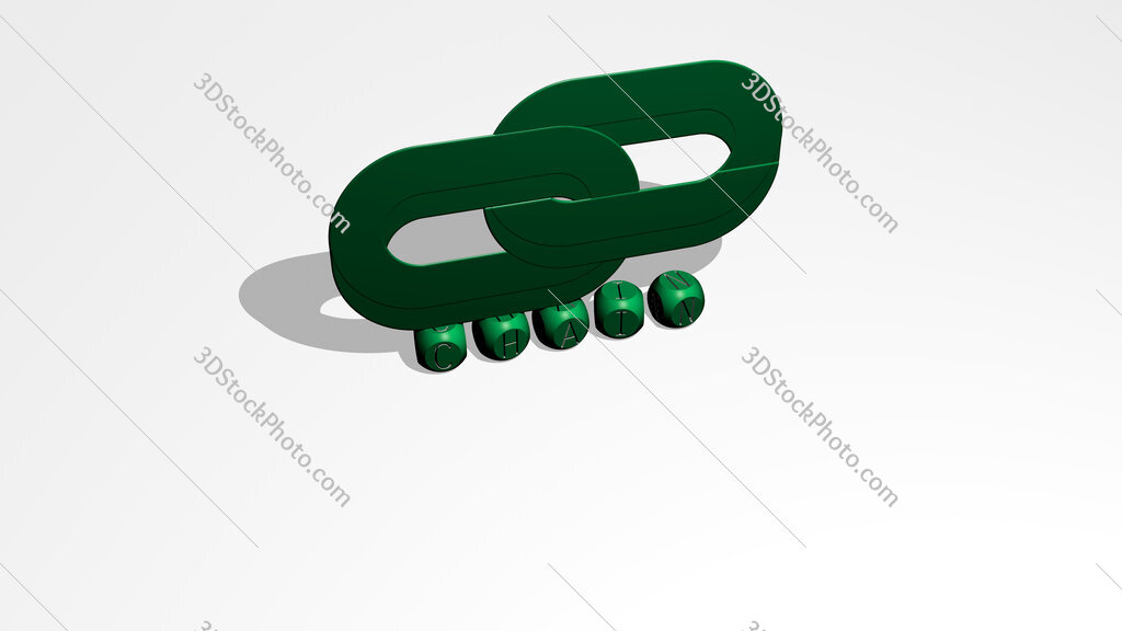 chain 3D icon over cubic letters