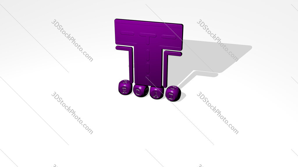 road 3D icon over cubic letters