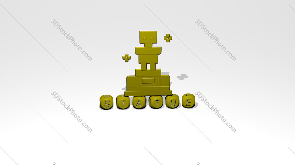 statue 3D icon over cubic letters