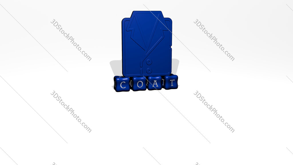 coat 3D icon object on text of cubic letters