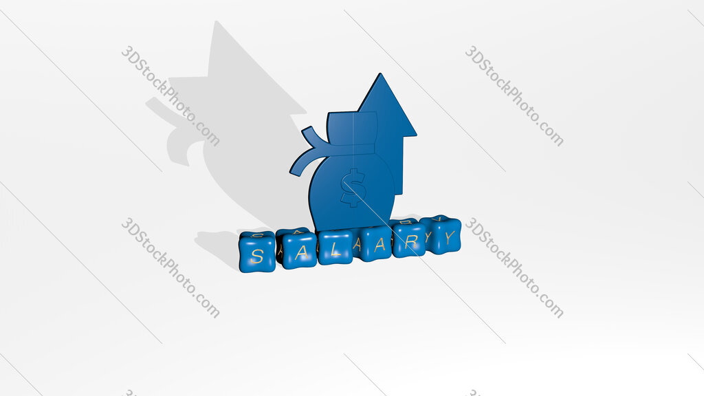 salary 3D icon object on text of cubic letters