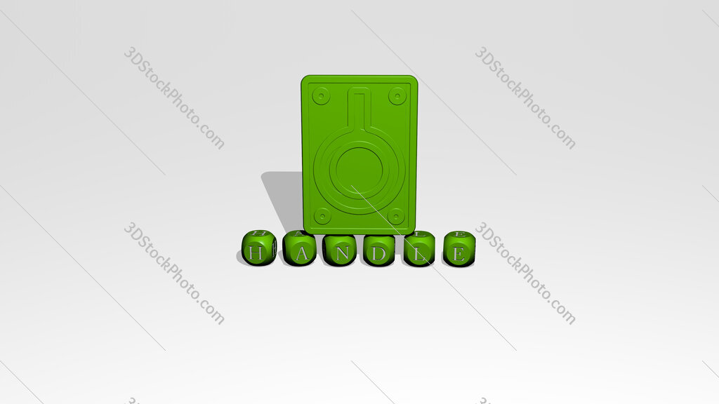 handle 3D icon over cubic letters