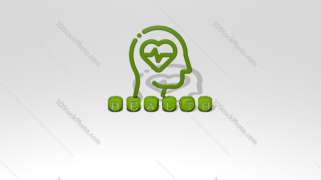 health 3D icon over cubic letters