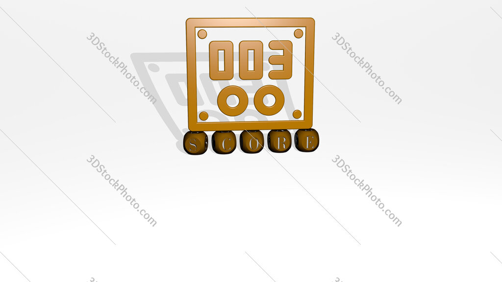 score 3D icon over cubic letters