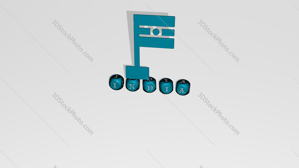 india 3D icon over cubic letters