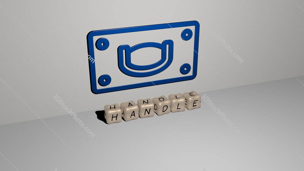 handle 3D icon on the wall and cubic letters on the floor
