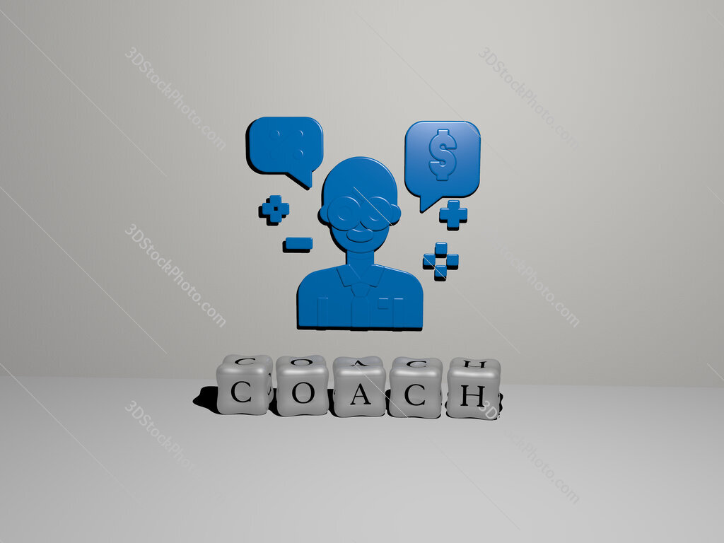 coach 3D icon on the wall and cubic letters on the floor