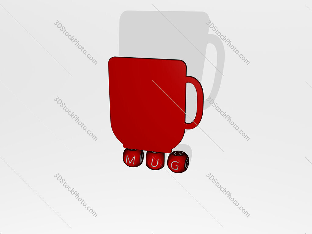 mug 3D icon over cubic letters