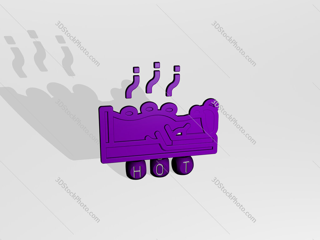 hot 3D icon over cubic letters