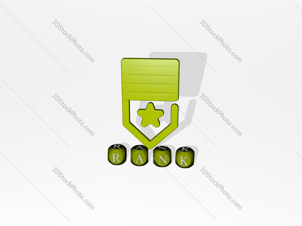 rank 3D icon over cubic letters