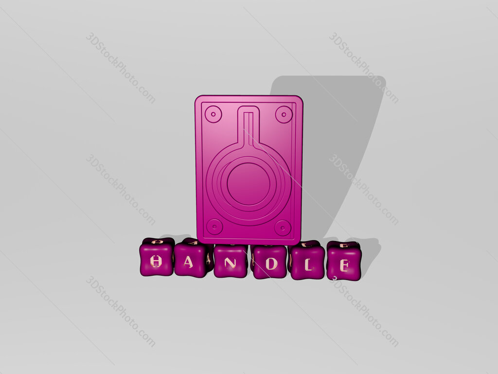 handle 3D icon object on text of cubic letters