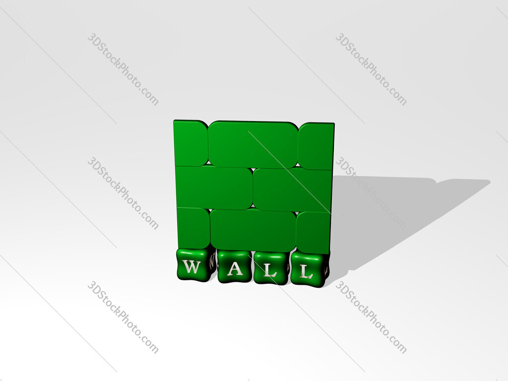 wall 3D icon object on text of cubic letters