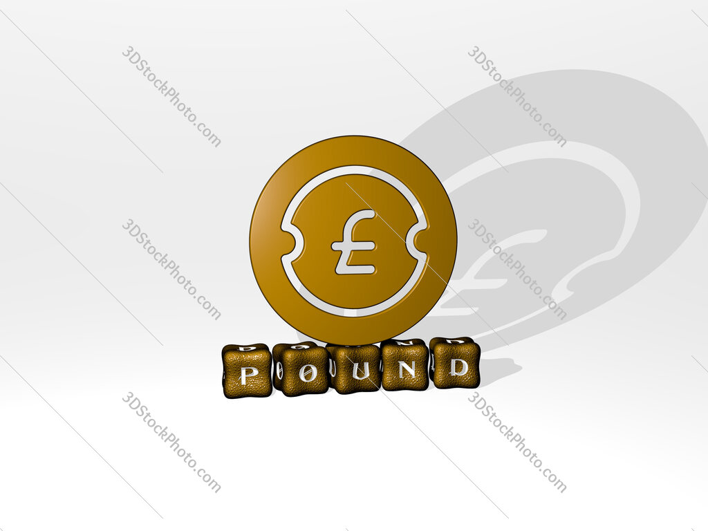 pound 3D icon on cubic text