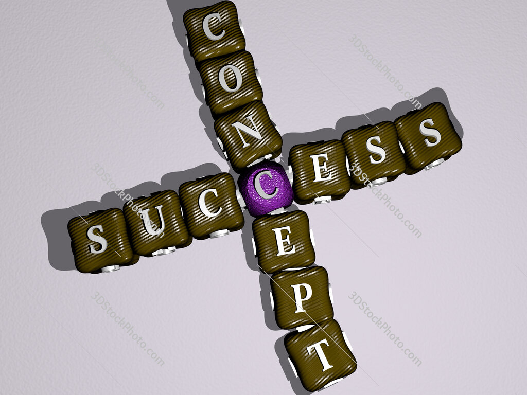 success concept crossword of colorful cubic letters
