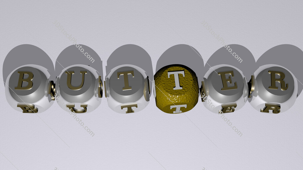 butter text by cubic dice letters