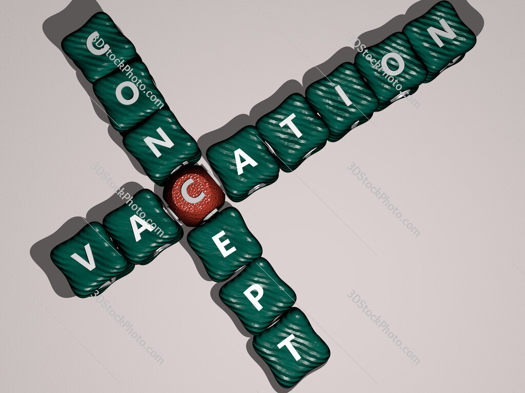 vacation concept crossword of colorful cubic letters