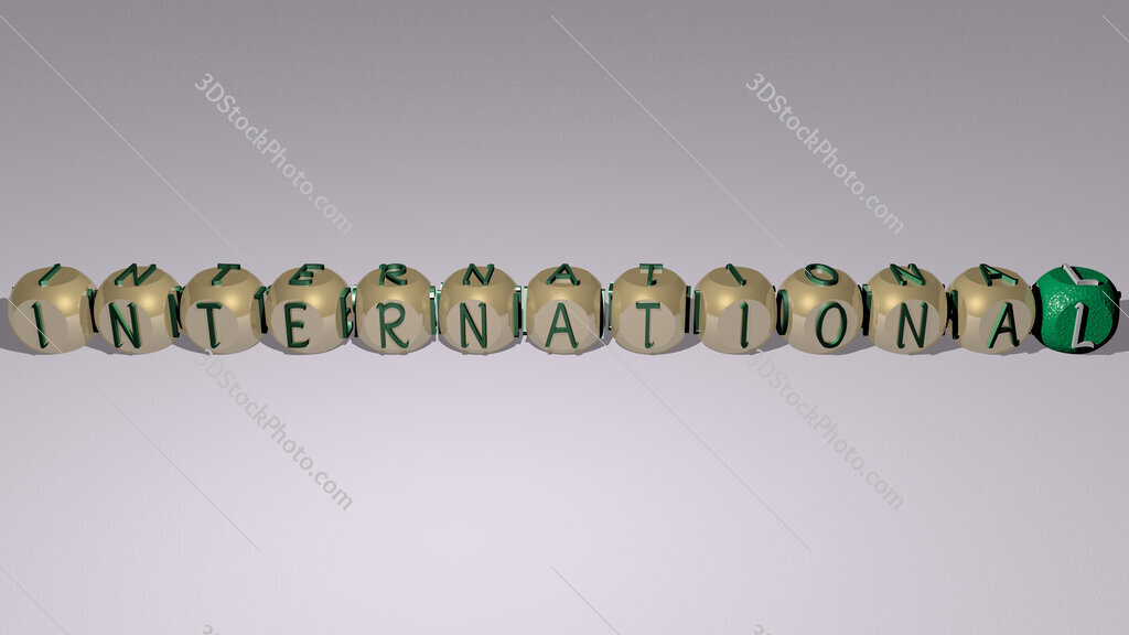 international text by cubic dice letters
