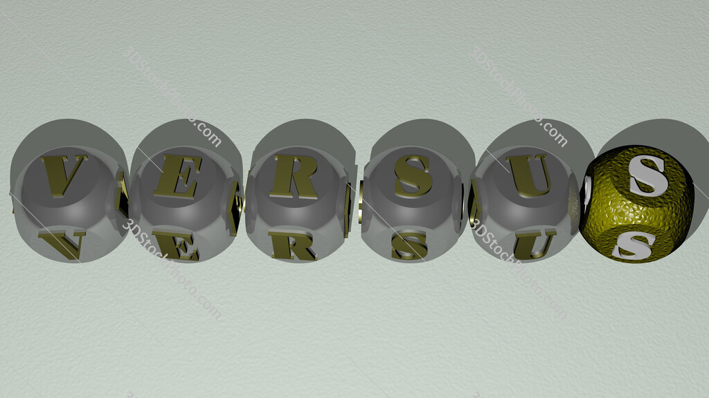 versus text by cubic dice letters