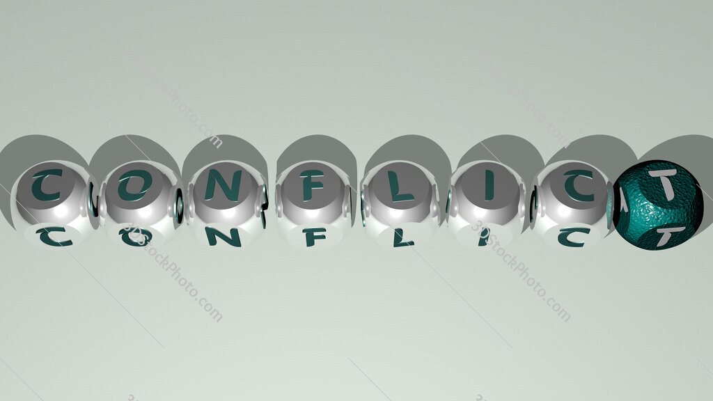 conflict text by cubic dice letters