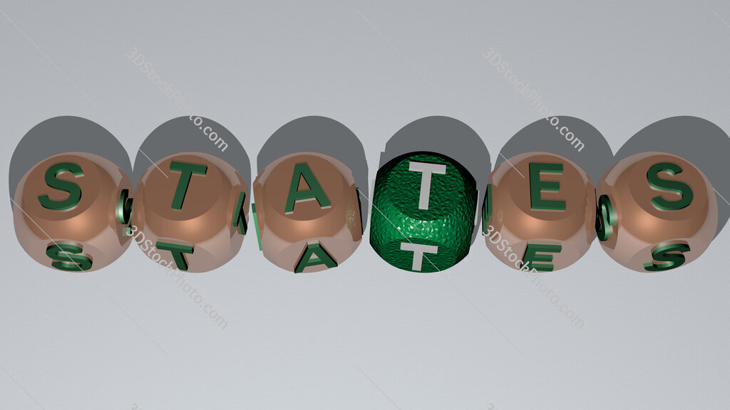 states text by cubic dice letters