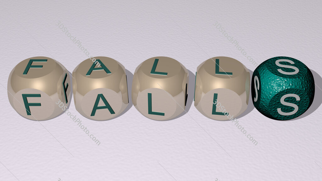 falls text by cubic dice letters
