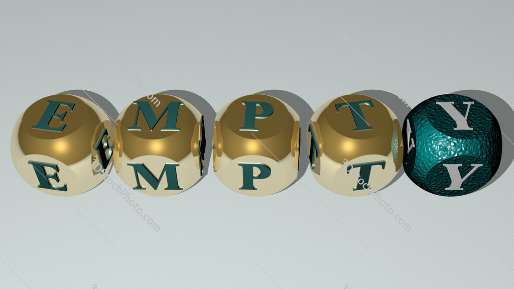 empty text by cubic dice letters