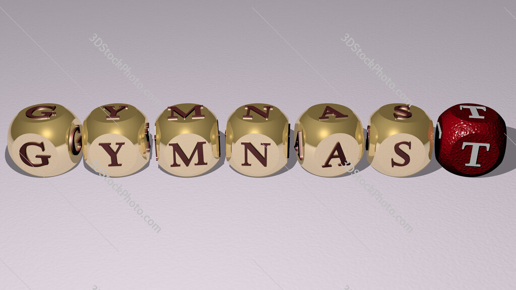 gymnast text by cubic dice letters