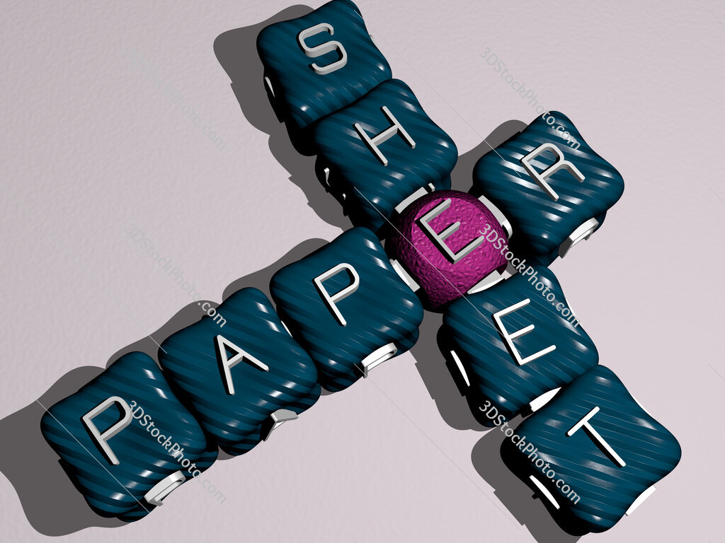 paper sheet crossword of colorful cubic letters
