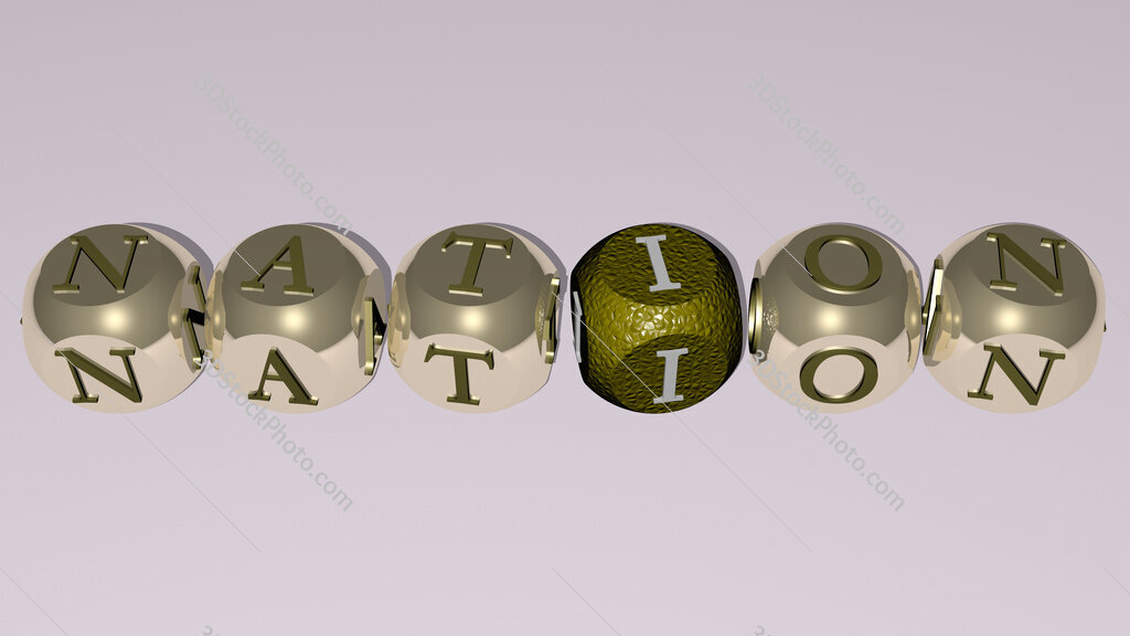 nation text by cubic dice letters