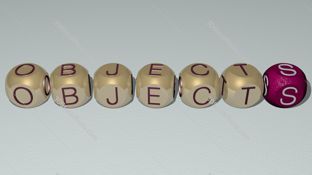 objects text by cubic dice letters