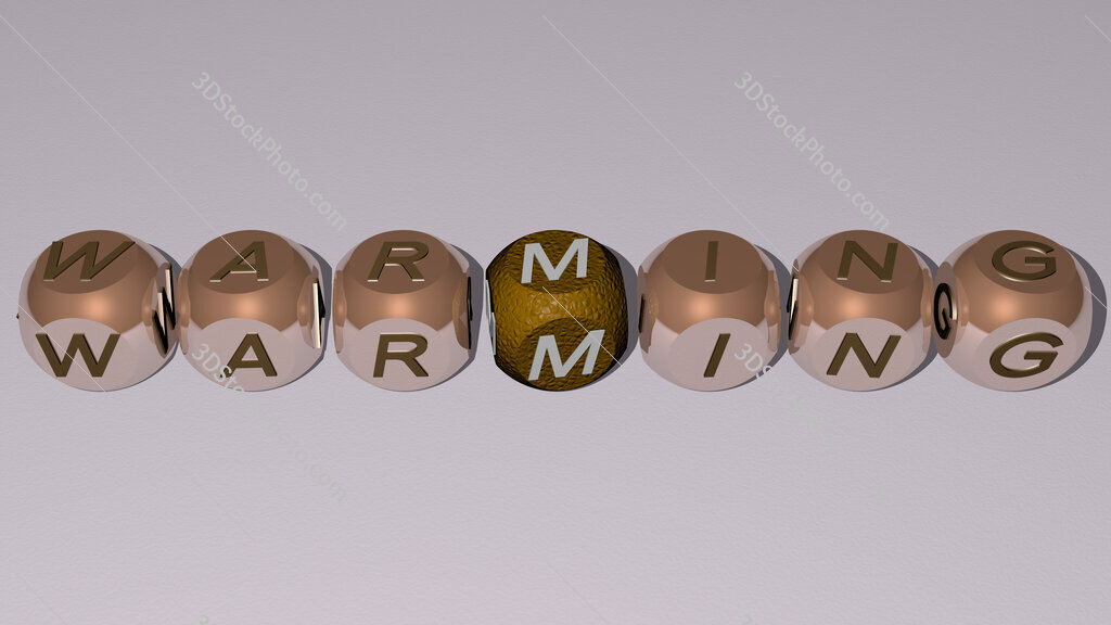 warming text by cubic dice letters
