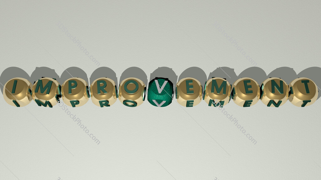 improvement text by cubic dice letters