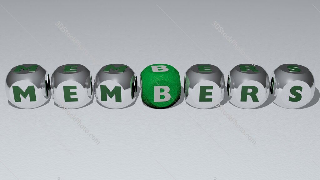 members text by cubic dice letters