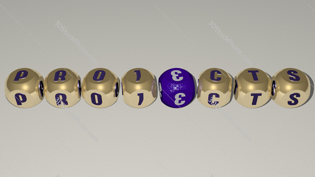 projects text by cubic dice letters