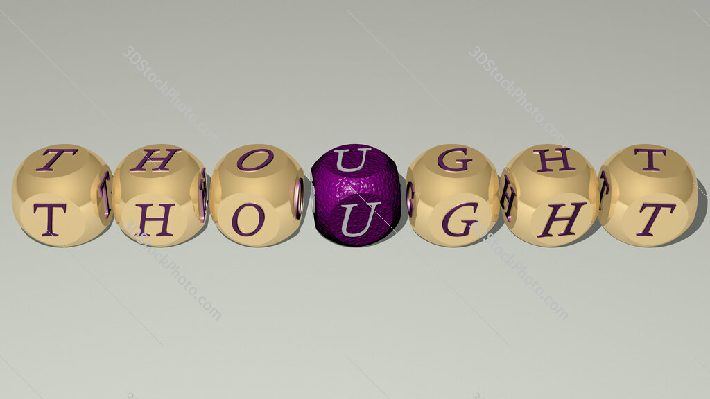 thought text by cubic dice letters