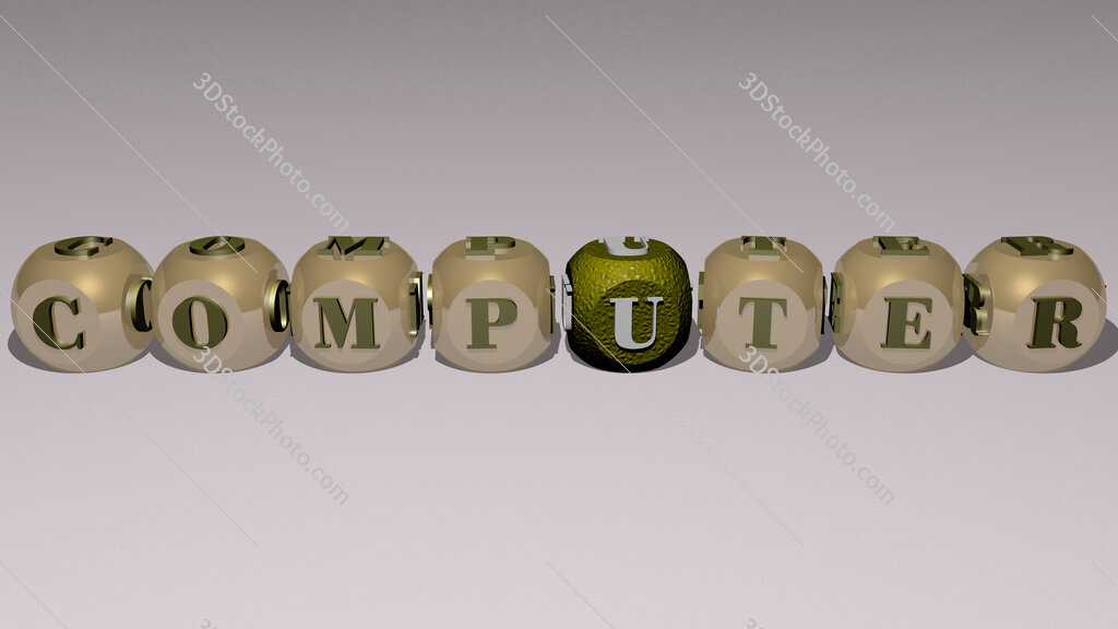 computer text by cubic dice letters