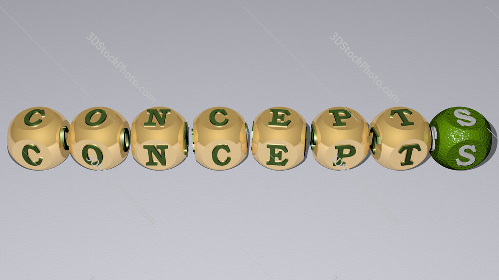 concepts text by cubic dice letters